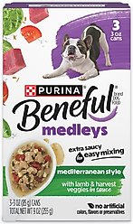 Purina Beneful Medleys Mediterranean Style with Real Lamb in Gravy Wet Dog Food, 3-oz, pack of 3
