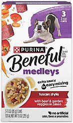 Purina Beneful Medleys Tuscan Style with Beef in Sauce Wet Dog Food, 3-oz, pack of 3