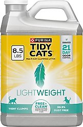 Tidy Cats Lightweight Free & Clean Unscented Clumping Clay Cat Litter, 8.5-lb jug, case of 2