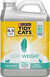 Tidy Cats Lightweight Free & Clean Unscented Clumping Clay Cat Litter, 8.5-lb jug, case of 2