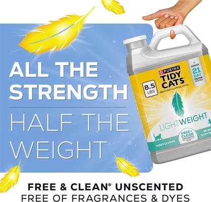 Show full view: Tidy Cats Lightweight Free & Clean Unscented Clumping Clay Cat Litter, 8.5-lb jug slide 5 of 13