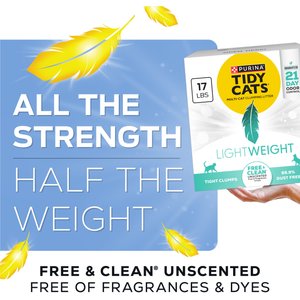 Tidy Cats Lightweight Free & Clean Unscented Clumping Clay Cat Litter, 17-lb box