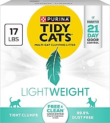Tidy Cats Lightweight Free & Clean Unscented Clumping Clay Cat Litter, 17-lb box