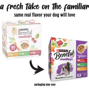 Purina Beneful Medleys Tuscan, Romana & Mediterranean Style Variety Pack in Gravy Wet Dog Food, 3-oz can, case of 30