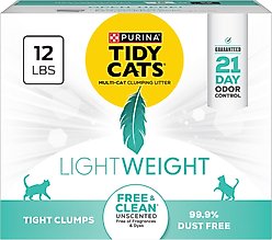 Tidy Cats Lightweight Free & Clean Unscented Clumping Clay Cat Litter, 12-lb box