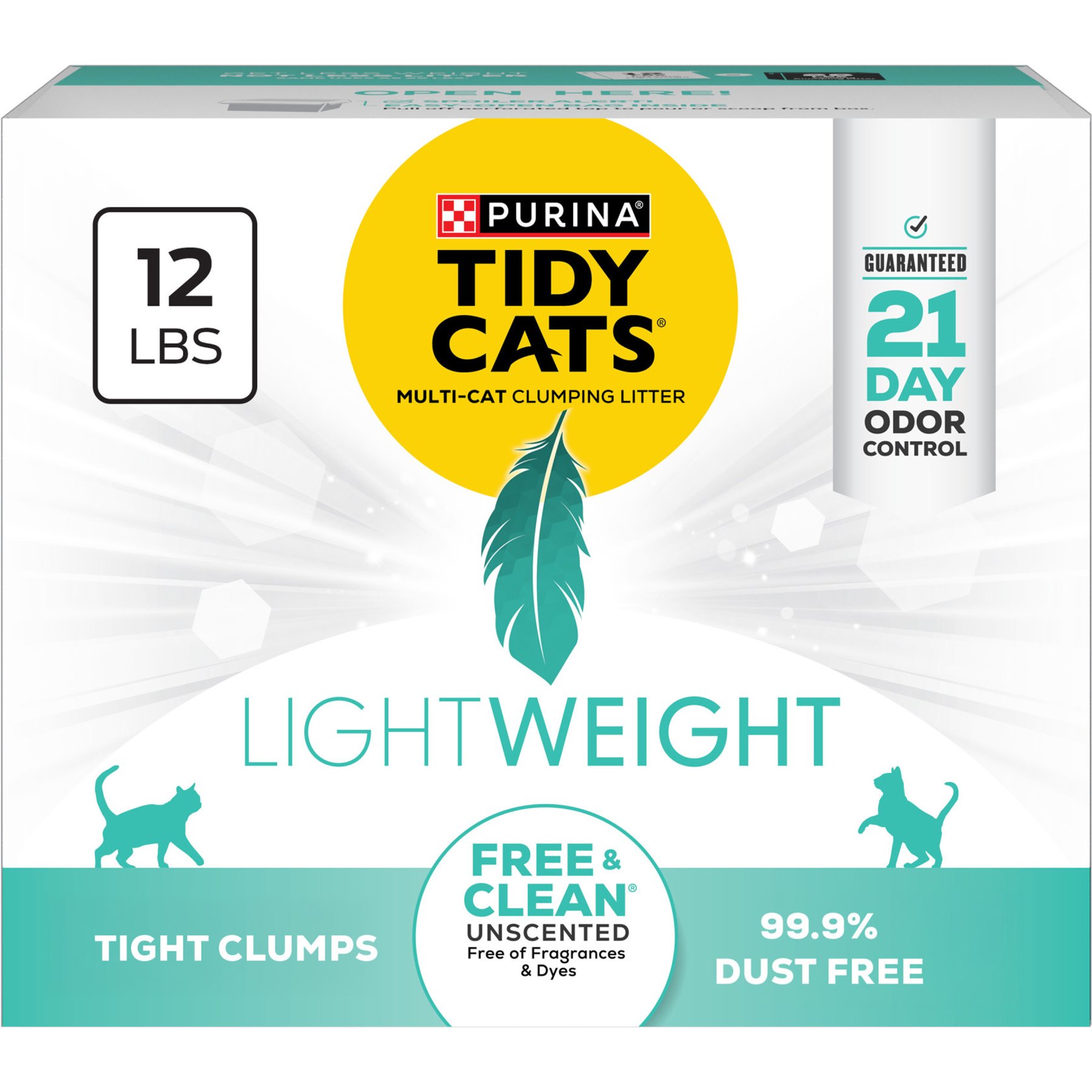 Tidy Cats Lightweight Free & Clean Unscented Clumping Clay Cat Litter, 12-lb box