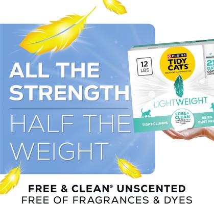 Show full view: Tidy Cats Lightweight Free & Clean Unscented Clumping Clay Cat Litter, 12-lb box slide 4 of 13