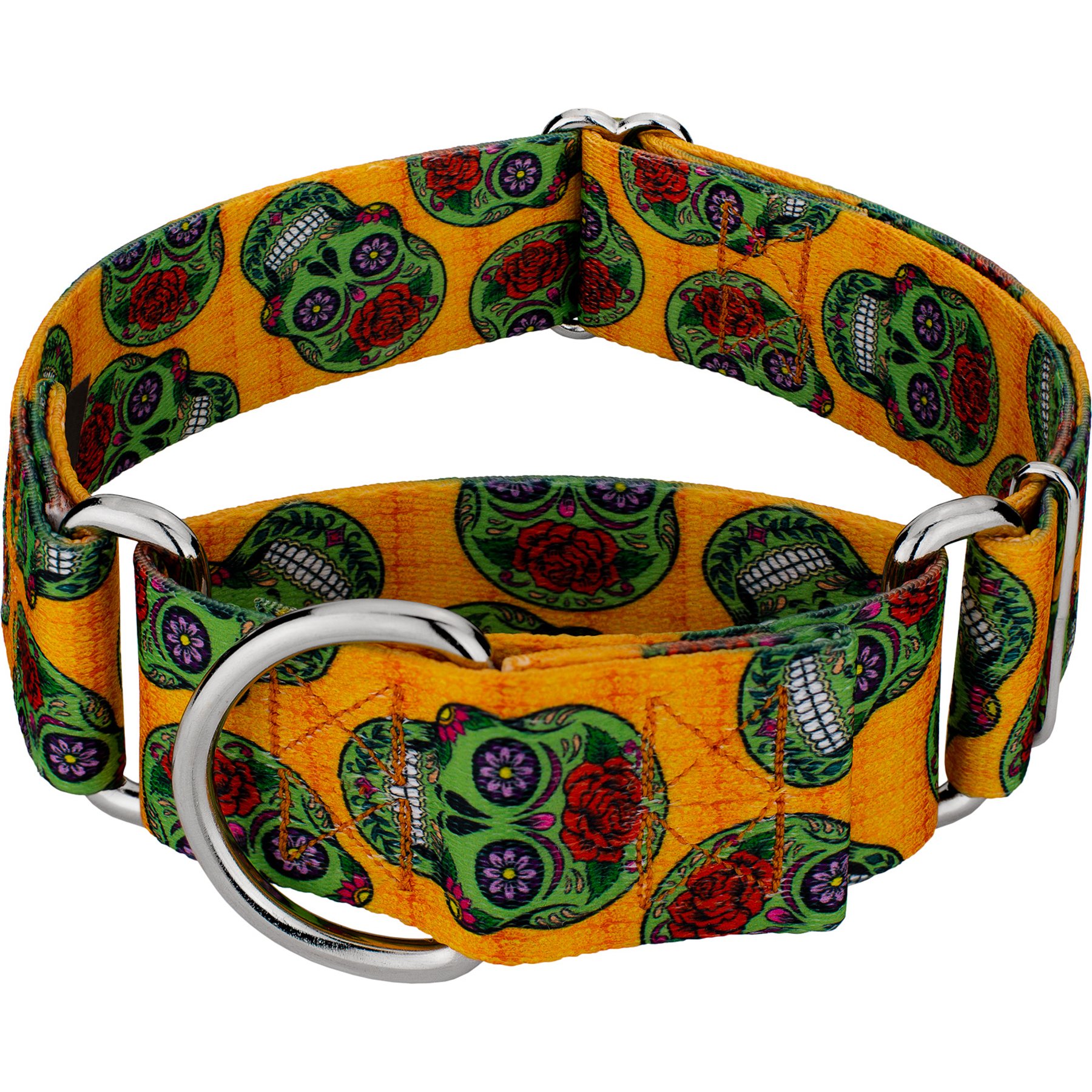 Country Brook Petz HossFit Jr Sugar Skulls Wide Martingale Dog Collar, X-Large