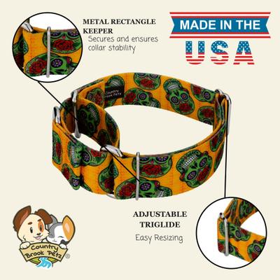 Show full view: Country Brook Petz HossFit Jr Sugar Skulls Wide Martingale Dog Collar, Large slide 7 of 8