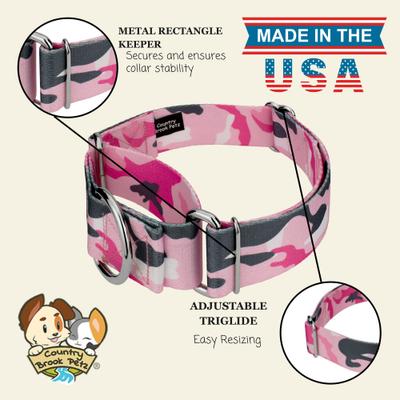 Show full view: Country Brook Petz HossFit Jr Wide Martingale Dog Collar, X-Large, Pink & Grey slide 8 of 9