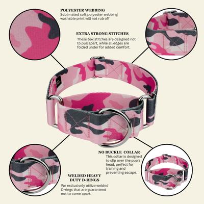Show full view: Country Brook Petz HossFit Jr Wide Martingale Dog Collar, X-Large, Pink & Grey slide 7 of 9