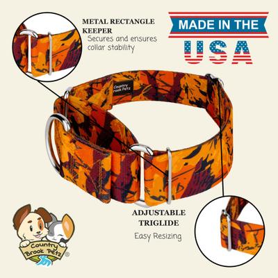 Show full view: Country Brook Petz HossFit Jr Wide Martingale Dog Collar, Orange Sunset, Large slide 9 of 9
