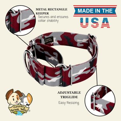 Show full view: Country Brook Petz HossFit Jr Crimson & White Camo Wide Martingale Dog Collar, Red, X-Large: 23 to 31-in neck, 1.5-in wide slide 7 of 8