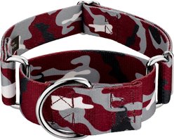 Country Brook Petz HossFit Jr Crimson & White Camo Wide Martingale Dog Collar, Red, Medium: 15 to 21-in neck, 1.5-in wide