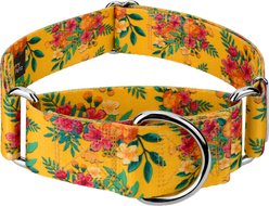 Country Brook Petz HossFit Jr Tropical Floral Wide Martingale Dog Collar, Yellow, Medium: 15 to 21-in neck, 1.5-in wide