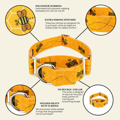 Show full view: Country Brook Petz HossFit Jr Busy Bee Wide Martingale Dog Collar, Medium slide 8 of 9