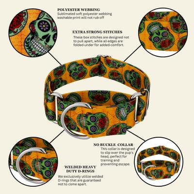 Show full view: Country Brook Petz HossFit Jr Sugar Skulls Wide Martingale Dog Collar, Large slide 6 of 8