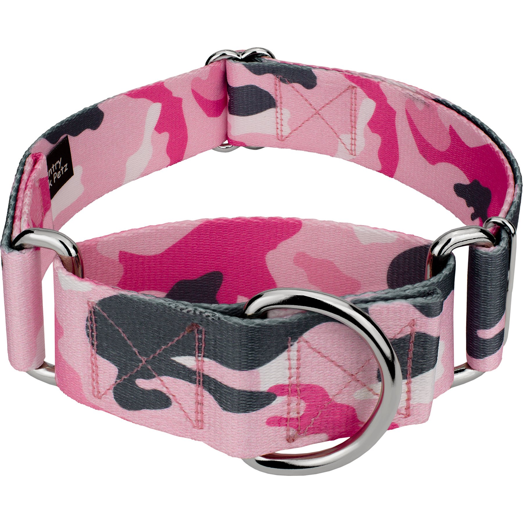 Country Brook Petz HossFit Jr Wide Martingale Dog Collar, X-Large, Pink & Grey