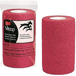 3M Vetrap Horse Bandaging Tape, Red, 4-in X 5-yd