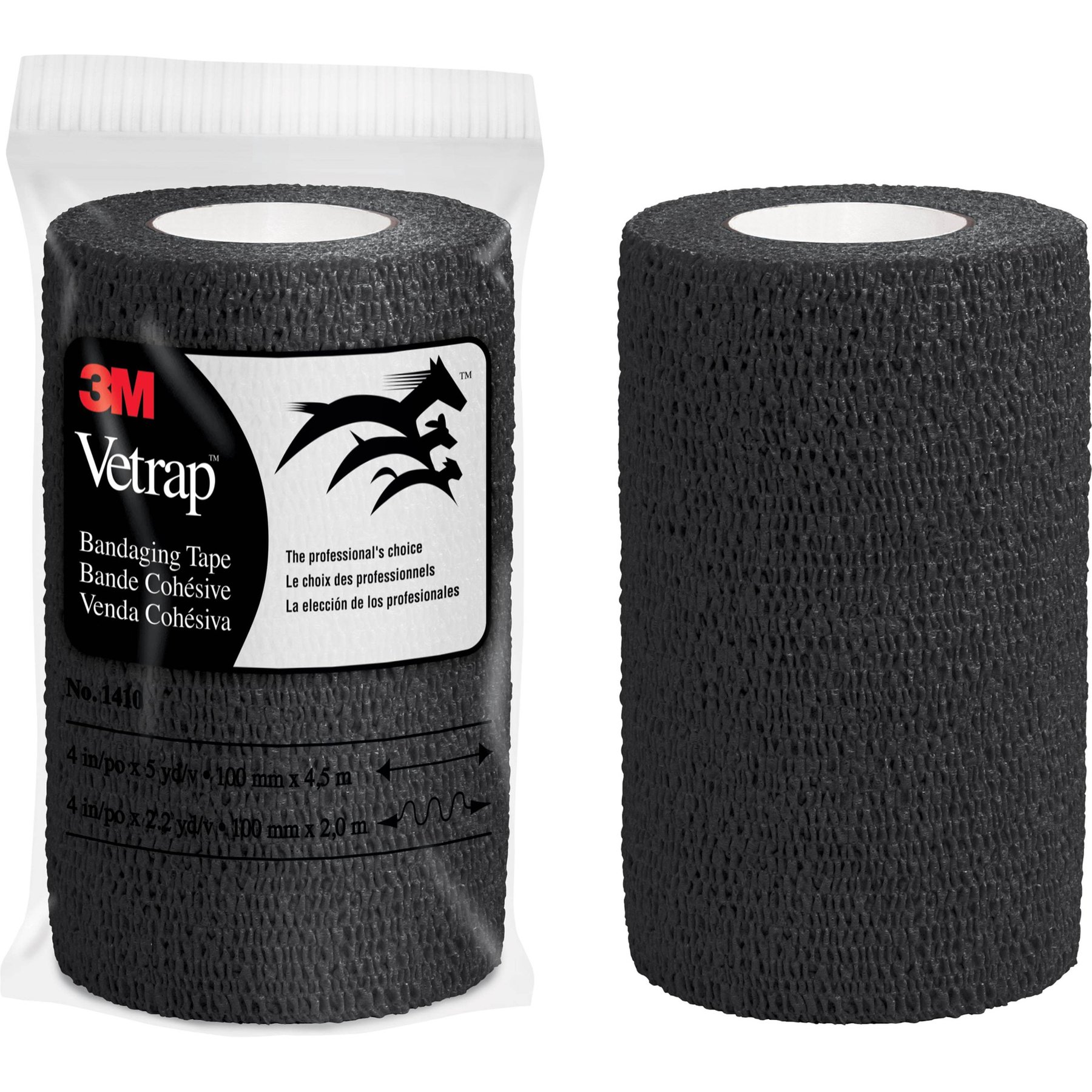 3M Vetrap Horse Bandaging Tape, Black, 4-in