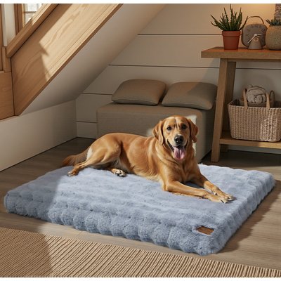 BingoPaw BingoPaw Fluffy Deluxe Plush Dog Bed with Removable Cover, Grey, XX-Large