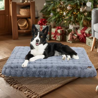 Show full view: BingoPaw Fluffy Deluxe Plush Dog Bed with Removable Cover, Grey, XXX-Large slide 7 of 10