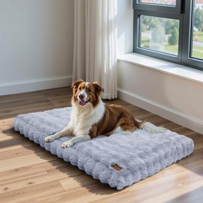 Show full view: BingoPaw Fluffy Deluxe Plush Dog Bed with Removable Cover, Grey, XX-Large slide 7 of 10