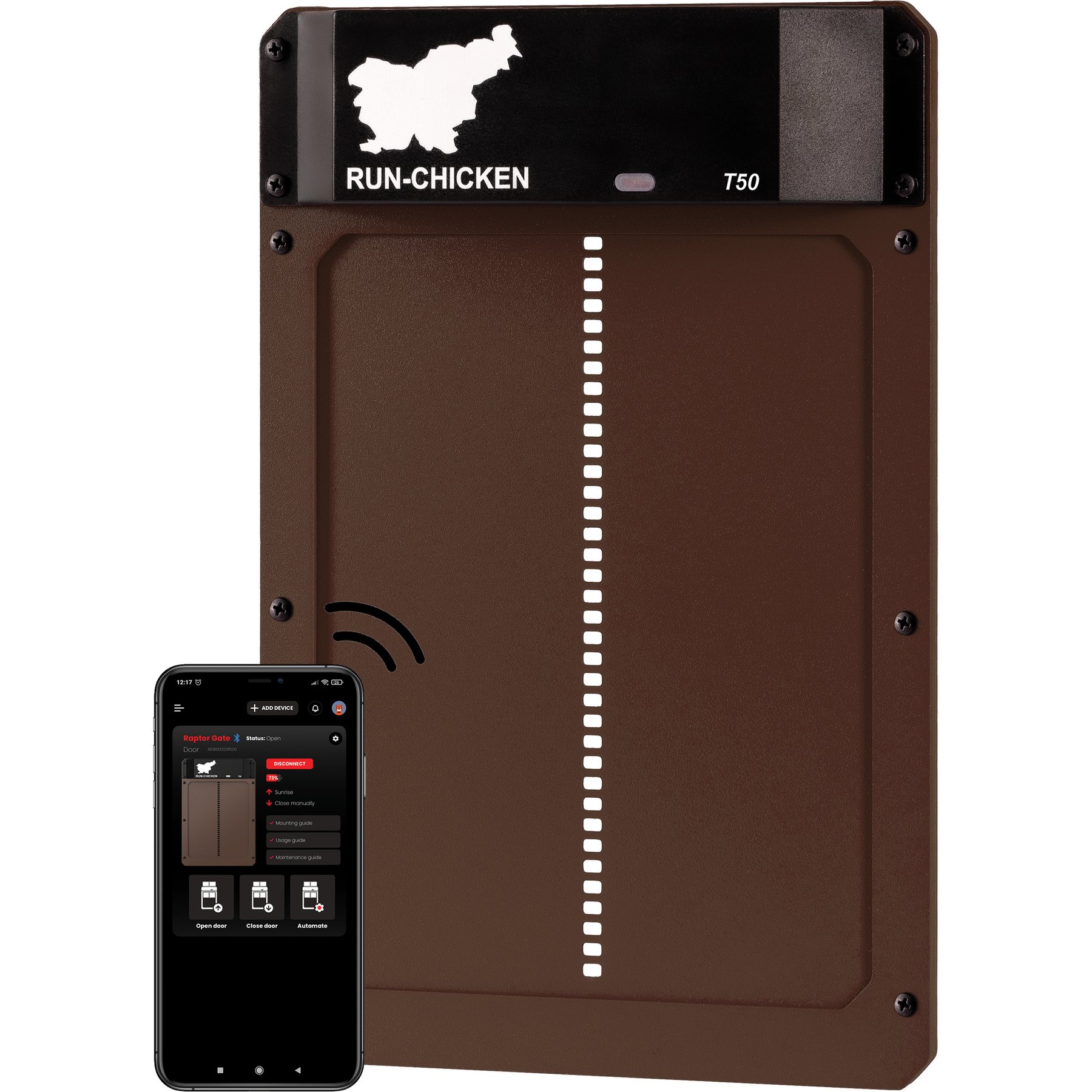 Run Chicken Classic Automatic Chicken Coop Door, Brown