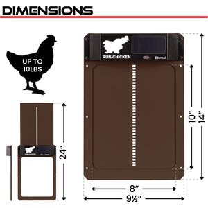 Run Chicken Eternal Solar Powered Automatic Chicken Coop Door, Brown