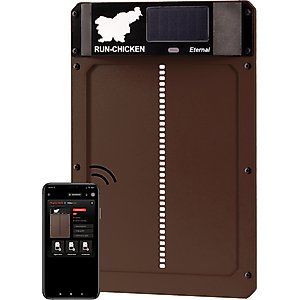 Run Chicken Eternal Solar Powered Automatic Chicken Coop Door, Brown