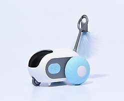EYS Pet Gravity Glide Remote Control & Auto Mouse Cat Toy with Feather Teaser, Blue