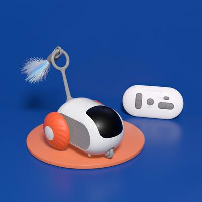 Show full view: EYS Pet Gravity Glide Remote Control & Auto Mouse Cat Toy with Feather Teaser, Orange slide 4 of 9