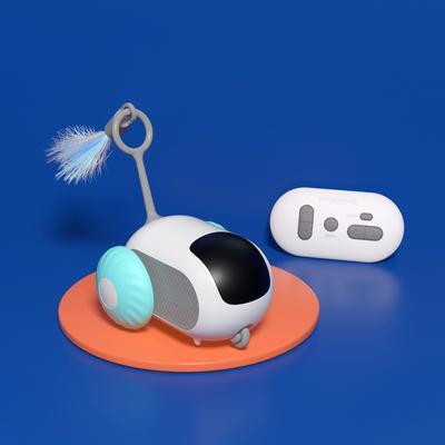 Show full view: EYS Pet Gravity Glide Remote Control & Auto Mouse Cat Toy with Feather Teaser, Blue slide 2 of 6