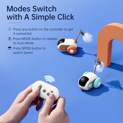 Show full view: EYS Pet Gravity Glide Remote Control & Auto Mouse Cat Toy with Feather Teaser, Blue slide 3 of 6