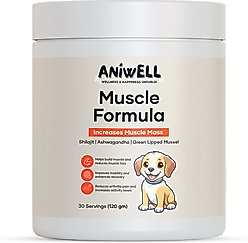 Aniwell Shilajit, Ashwagandha & Green Lipped Mussel Flavored Muscle Formula Powder Supplement for Dogs, 4.2-oz jar
