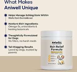 Aniwell Turmeric, Calendula, Borage Oil & Salmon Flavored Itch Relief Formula Soft & Chew Supplement for Dogs, 4.2-oz jar slide 2 of 7