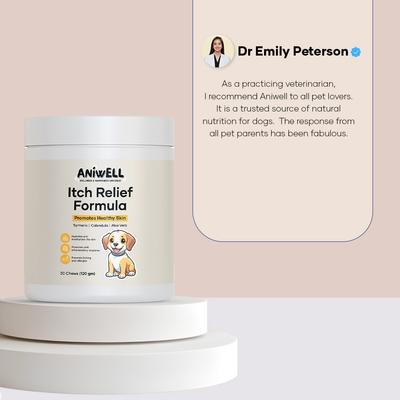 Show full view: Aniwell Turmeric, Calendula, Borage Oil & Salmon Flavored Itch Relief Formula Soft & Chew Supplement for Dogs, 4.2-oz jar slide 6 of 9