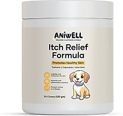Aniwell Turmeric, Calendula, Borage Oil & Salmon Flavored Itch Relief Formula Soft & Chew Supplement for Dogs, 4.2-oz jar
