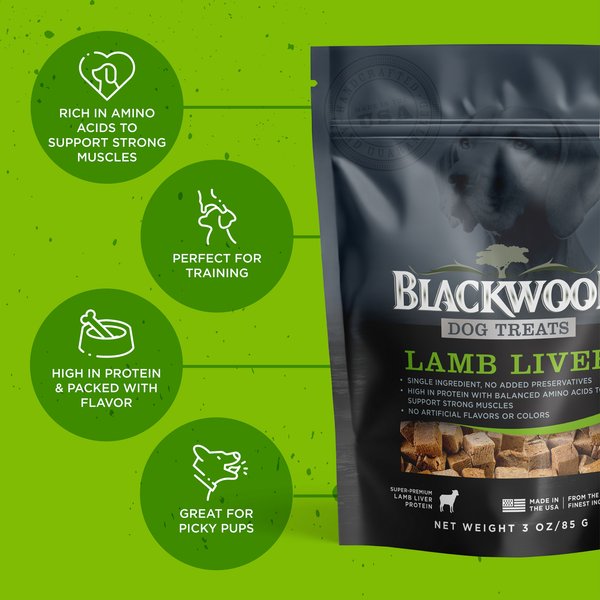Blackwood Single Ingredient 100% Lamb Liver Grain-Free Adult Freeze-Dried Dog Treats, 3-oz bag