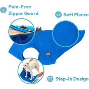 Gooby Zip-Up Fleece Dog Vest, Turquoise Wash, Medium: 17.5-in chest