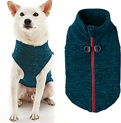 Gooby Zip-Up Fleece Dog Vest, Turquoise Wash, Medium: 17.5-in chest