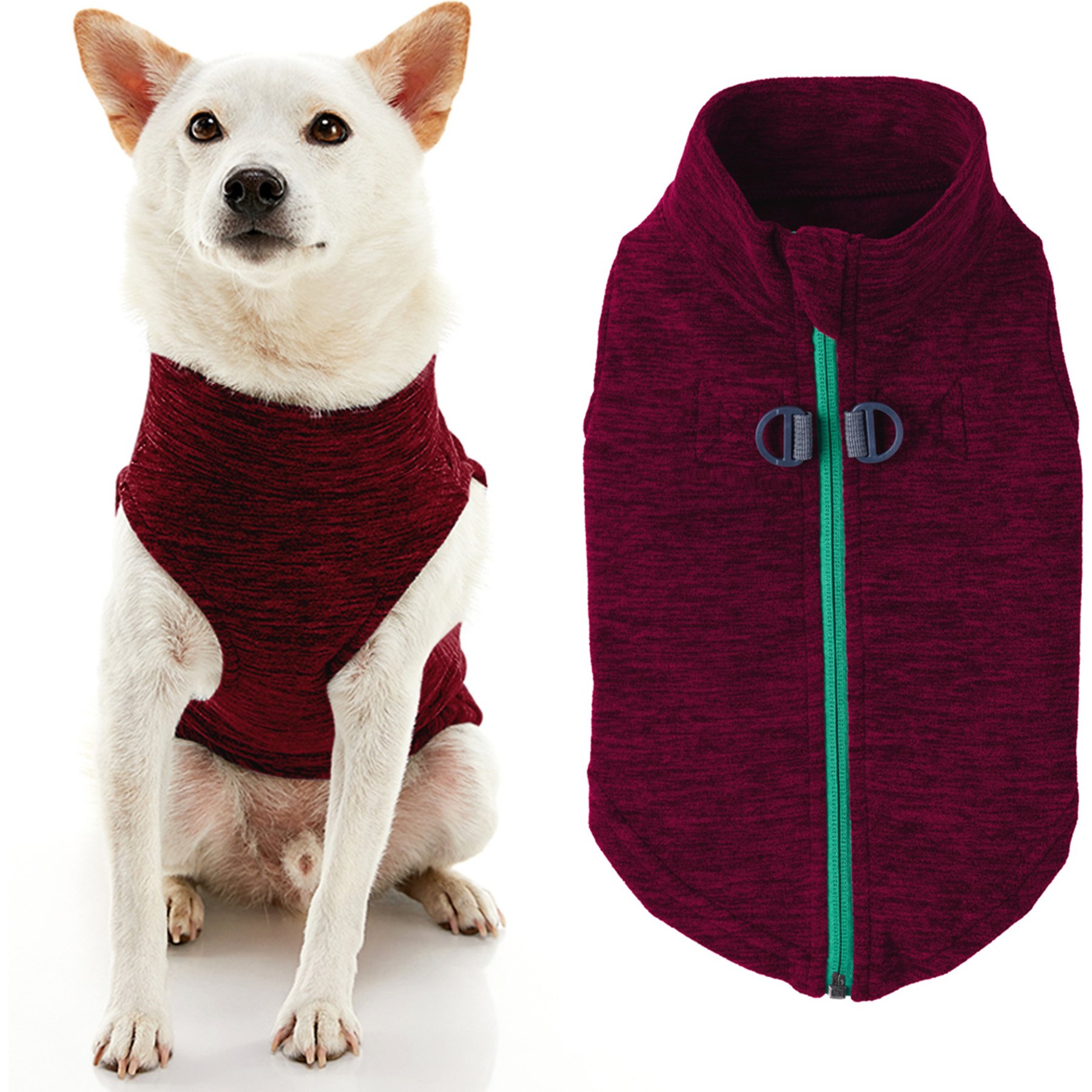 Gooby Zip-Up Fleece Dog Vest, Fuchsia Wash, Large: 20-in chest