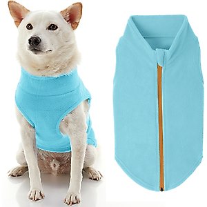 Gooby Zip-Up Fleece Dog Vest, Turquoise, Small: 13.5-in chest