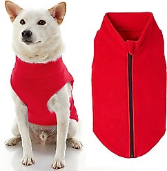 Gooby Zip-Up Fleece Dog Vest, Red, Medium: 17.5-in chest