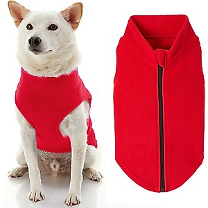 Gooby Zip-Up Fleece Dog Vest, Red, Small: 13.5-in chest