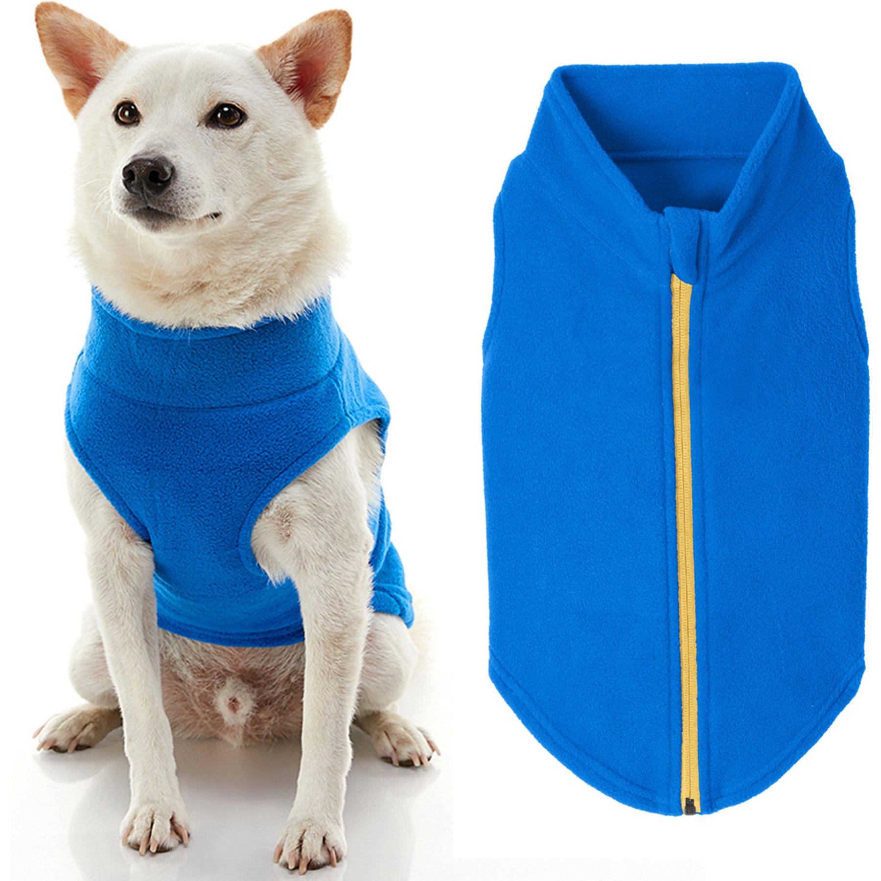 Gooby Zip-Up Fleece Dog Vest, Blue, 2X-Large: 25.5-in chest