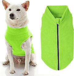 Gooby Zip-Up Fleece Dog Vest, Lime, Small: 13.5-in chest