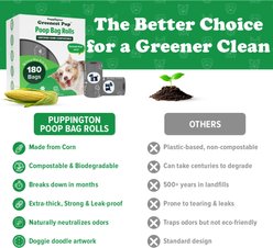 Puppington Greenest Pup Compostable Dog Poop Bags, Charcoal Gray, 12 Rolls slide 2 of 7