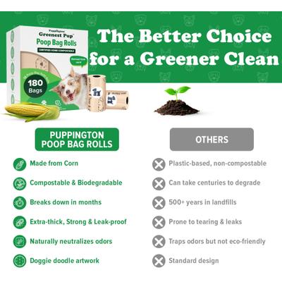 Show full view: Puppington Greenest Pup Compostable Dog Poop Bags, Vanilla Cream, 12 Rolls slide 7 of 9