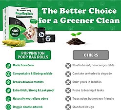 Puppington Greenest Pup Compostable Dog Poop Bags, Onyx Black, 12 Rolls slide 2 of 7